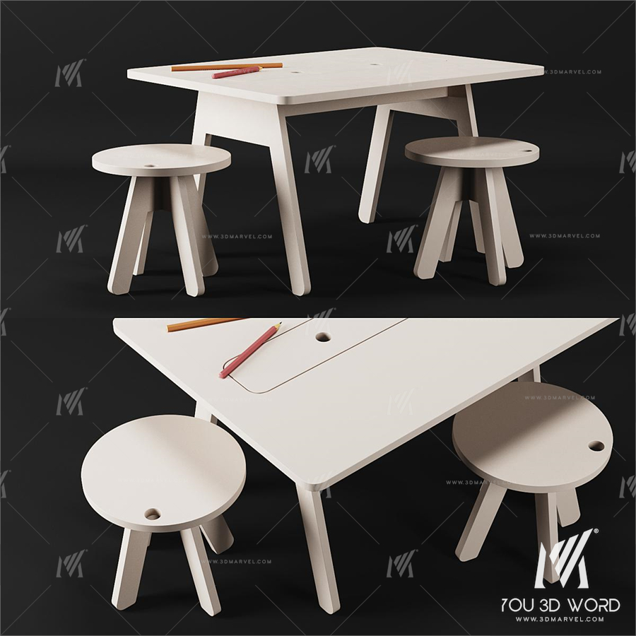 Kutikai Peekaboo Desk and Chairs